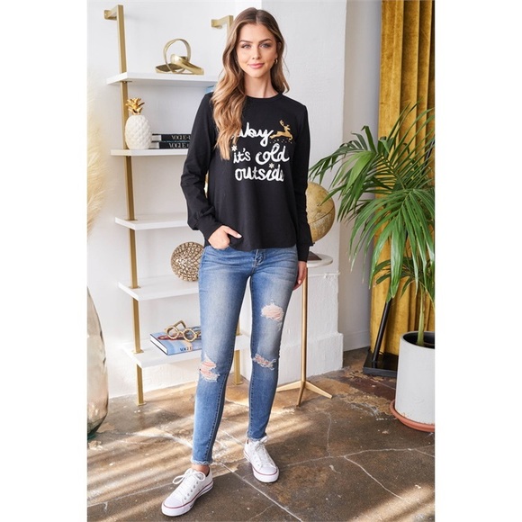 Plus size Baby it’s cold outside Long sleeve top - Picture 4 of 10